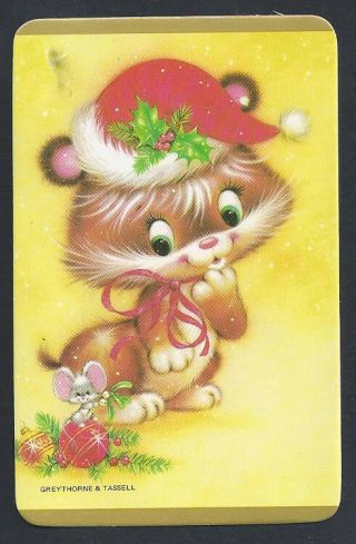 920.  673 Blank Back Swap Cards - Near - Christmas Critter With Mouse