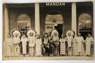 Vintage Rppc Photo Postcard Sioux Indians Mandan Depot North Dakota By Lutz