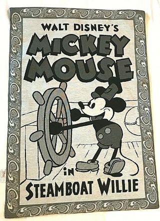 Walt Disney Mickey Mouse Steamboat Willie Tapestry Wall Hanging Retired Vintage