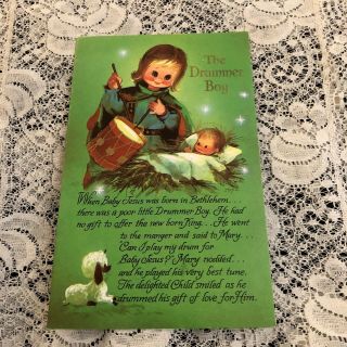 Vintage Greeting Card Christmas Drummer Boy Lamb Sheep
