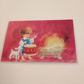 Vintage Greeting Card Christmas Drummer Boy Baby Jesus