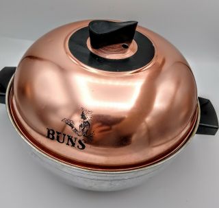 3 Piece Vintage West Bend Bun Warmer Serving Oven Aluminum Rose Copper Usa