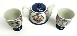 Dutch VOC Design Vintage Japanese Arita ware Tea Pot Cup Set 3