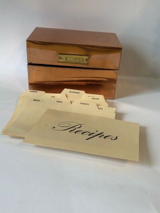 Vintage Copper And Brass Recipe Box With Cards Odi Made In Korea Cute Kitchen