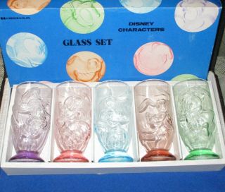 3 D Vintage Walt Disney Drinking Glasses Set Of 5 K Onishi Japan