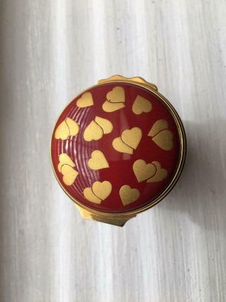 Halcyon Days Enameled Box Red Box Gold Hearts