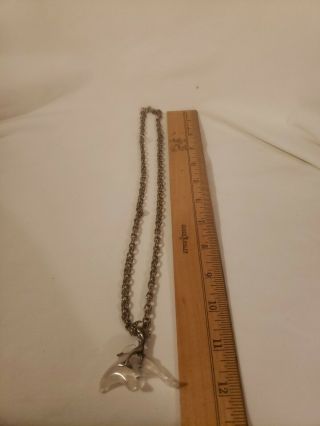 Vintage Heavy Sterling Chain And Mermaid On Dolphin Pendant