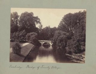 Cambridge Bridge Of Trinity College - Antique Albumen Photograph C1880