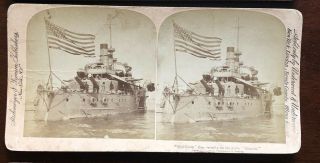 Stereoview - Battleship Oregon - Spanish American War Era - Late 1800s