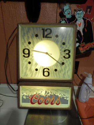 Vintage Coors Light Beer Psychadelic 3d Clock Sign Light 21x13