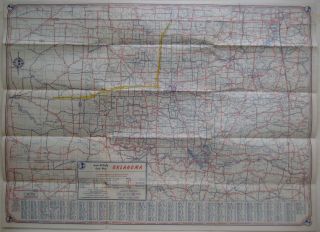 1950 CHAMPLIN PRESTO GASOLINE Road Map OKLAHOMA Route 66 Rand McNally Motor Oil 2
