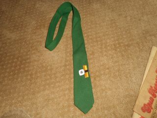Boy Scouts Of America Green Tie With Boy Scout Emblem Clip Circa 1960 
