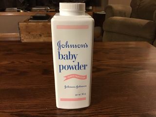 Vintage Johnson’s Baby Powder Embossed Bottle 14 Oz 1/2,  Full Pre - Upc Symbol