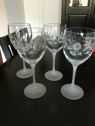Avon Lead Crystal Hummingbird Wine Goblets Water Glasses Set Of 4