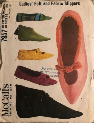 Vintage Felt & Fabric Slippers Sz 5 - 9