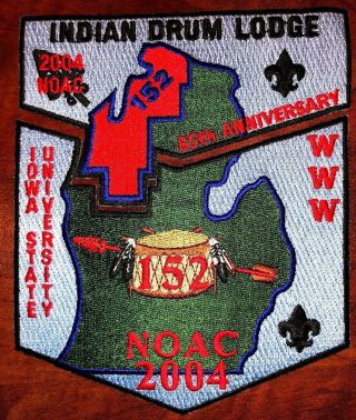 Indian Drum Lodge 152 Black Border 2 Pc Order Of The Arrow Flap Set 2004 Noac