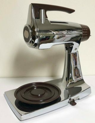 Vintage Sunbeam Mixmaster Stand Mixer Brown & Silver Chrome Mid Century Modern
