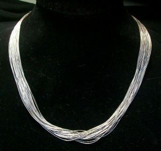 Vintage 30 Multi - Strand Liquid Sterling Silver Necklace Native American Navajo