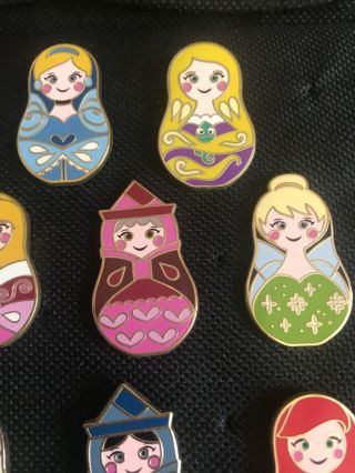 Disney Pins Princess Nesting Dolls Complete 16 Pin Set Ariel Belle Elsa Anna 3
