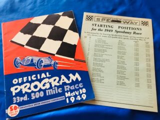 Indianapolis Indy 500 Vintage 1949 Official Race Program With Lineup Pristine