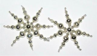 Radko Czech Glass Bead Beaded Vtg Snowflake 2 Xmas Ornament Set