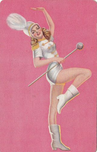 1 Swap Playing Card Us Blank Back Pin Up Girl Band Cheer Leader 1950 