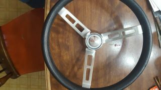 Vintage Detmar 3 Spoke 14 " Marine Boat Steering Wheel With Hub Black Grain Vinyl