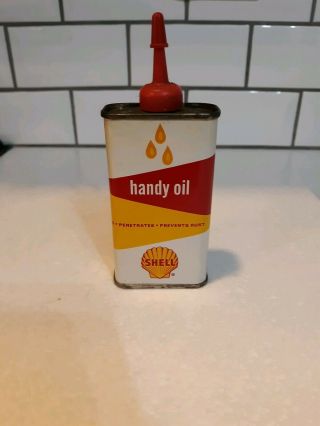 Vintage Nos Shell Oil Can Handy Oiler 4 Oz