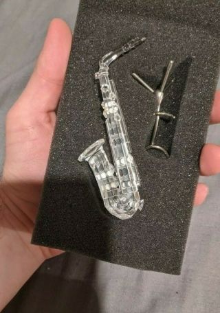 Swarovski Crystal Musical Instrument Saxophone With Stand Figurine W/coa