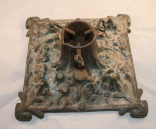 Vintage Cast Iron Christmas Tree Stand Stump And Forest Floor Mold