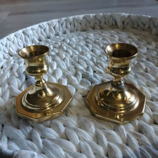 Baldwin Brass Candlesticks Pair (2) Weighted 4 Inch Goldtone Holiday Dining