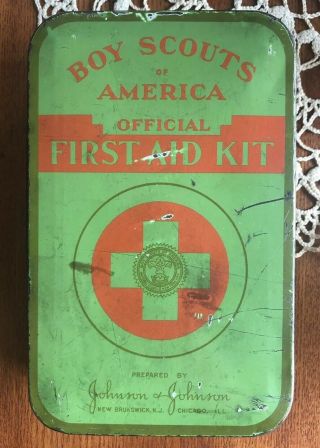 Vintage Boy Scouts Of America Official First Aid Kit Johnson & Johnson