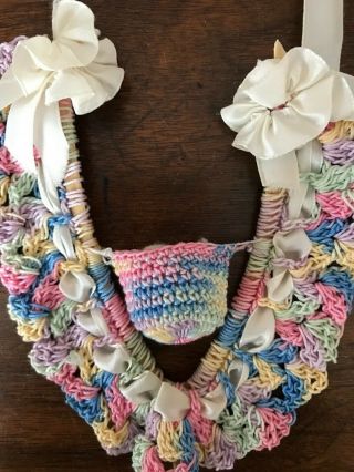 Vintage Crocheted Turkey Wishbone Thimble Holder