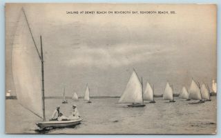 Postcard De Rehoboth Beach Sailing At Dewey Beach On Rehoboth Bay 1940 X5