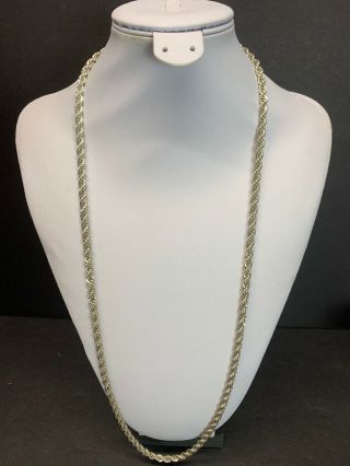 Vtg Sterling Silver Heavy Wheat Link Chain Necklace Italy 30 " In Long 57.  99 Gram