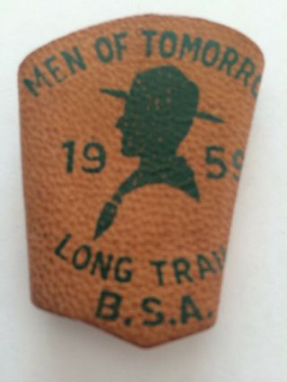 Vintage Boy Scouts Men Of Tomorrow 1959 Long Trail Leather Neckerchief Slide