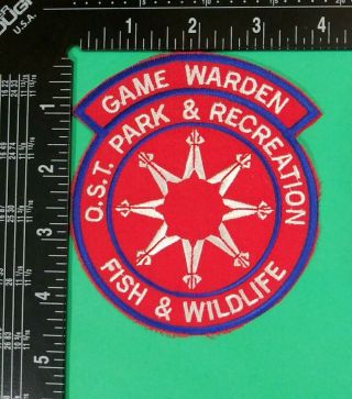 Game Warden O.  S.  T Park & Recreation Fish & Wildlife Patch South Dakota