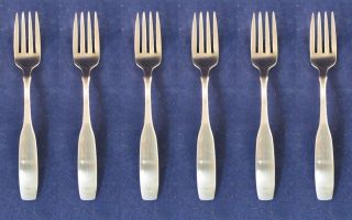 Set Of Six - Oneida Stainless Flatware Paul Revere Salad Forks Usa