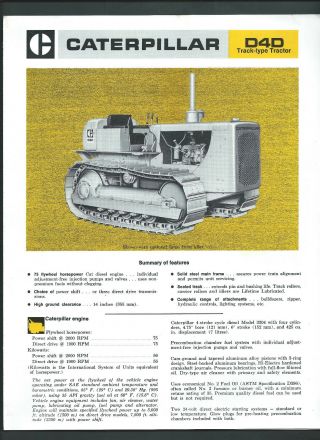 Caterpillar D4d Track - Type Tractor 4 Page Sales Brochure