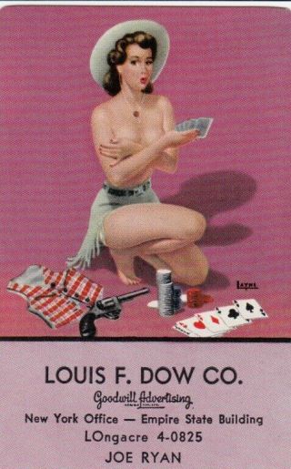 Vintage Swap Playing Card - 1 Single - Pinup Advert - Louis F Dow