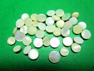 (40) Vintage 3/8 " - 1/2 " Assorted White Pearl Shell Shank Baby Doll Buttons (cm110)