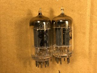 Matched Pair Vintage Rca 12ax7 Ribbed Long Gray Plate Tubes Test Great E
