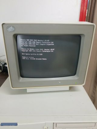 Vintage Ibm Ps/2 Crt Color Display Monitor 8513 001 8513001 With Base
