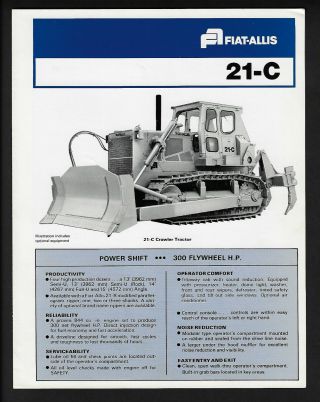 Fiat - Allis 21 - C Crawler Tractor 4 Page Specifications Brochure