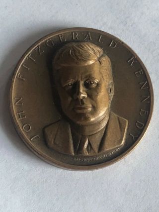 John F Kennedy 1961 Inaugural High Relief Bronze Coin Ralph Manconi Medal