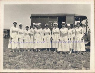 Wwi Us Navy Nurse Unit Group In Field With Ford Model T Ambulance Truck Photo