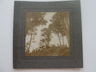 Late 1800s Or Early 190os Cabinet Card,  Fire Tower On Mountain,  Local Unknown