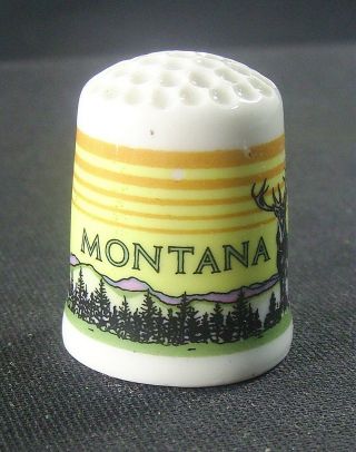 Montana Souvenir Porcelain Thimble