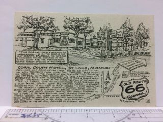 Postcard Old Route 66 R Waldmire 10 Coral Court Motel St.  Louis Missouri 1990