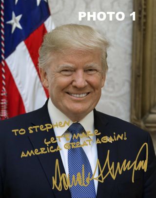 Customized President Donald Trump Gold Autographed 8x10 Photo -